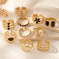 Vintage Style French Style Simple Style Geometric Heart Shape Flower 304 Stainless Steel Unisex Open Rings main image 2