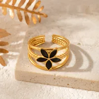 Vintage Style French Style Simple Style Geometric Heart Shape Flower 304 Stainless Steel Unisex Open Rings main image 6