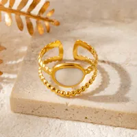 Vintage Style French Style Simple Style Geometric Heart Shape Flower 304 Stainless Steel Unisex Open Rings main image 9