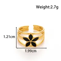 Vintage Style French Style Simple Style Geometric Heart Shape Flower 304 Stainless Steel Unisex Open Rings sku image 4