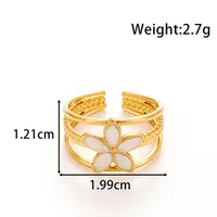 Vintage Style French Style Simple Style Geometric Heart Shape Flower 304 Stainless Steel Unisex Open Rings sku image 5