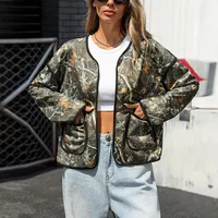Women's Casual Maple Leaf Pocket Placket Jacket main image 1