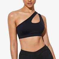Streetwear Sports Solid Color Nylon Irregular Collar Sports Bra Vest main image 1