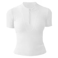Casual Elegant Lady Solid Color Nylon Spandex Standing Collar Active Tops T-shirt main image 2
