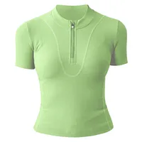 Casual Elegant Lady Solid Color Nylon Spandex Standing Collar Active Tops T-shirt sku image 5