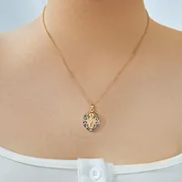 Wholesale Jewelry Vintage Style Classic Style Human Geometric Round 304 Stainless Steel Copper Zircon K Gold Plated Inlay Pendant Necklace main image 3