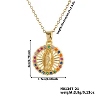 Wholesale Jewelry Vintage Style Classic Style Human Geometric Round 304 Stainless Steel Copper Zircon K Gold Plated Inlay Pendant Necklace sku image 16