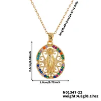 Wholesale Jewelry Vintage Style Classic Style Human Geometric Round 304 Stainless Steel Copper Zircon K Gold Plated Inlay Pendant Necklace sku image 15