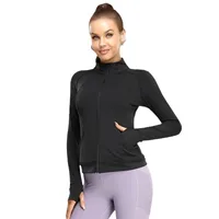 Lady Sports Solid Color Polyester Standing Collar Active Tops Coat main image 3