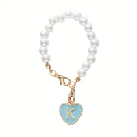Lady Letter Artificial Pearl Metal Keychain sku image 20
