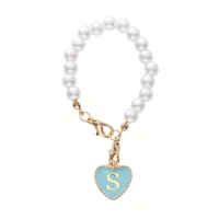 Lady Letter Artificial Pearl Metal Keychain sku image 8