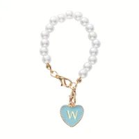 Lady Letter Artificial Pearl Metal Keychain sku image 25