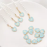 Lady Letter Artificial Pearl Metal Keychain sku image 27
