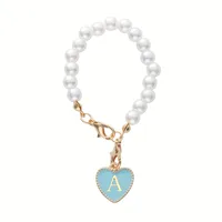 Lady Letter Artificial Pearl Metal Keychain sku image 1