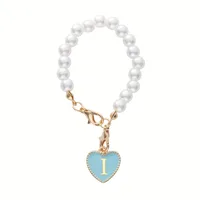 Lady Letter Artificial Pearl Metal Keychain sku image 19