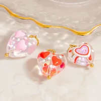 Cute Heart Shape 304 Stainless Steel Glass Jewelry Accessories main image video