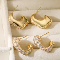 1 Pair Retro Simple Style Geometric Copper Ear Studs main image 1