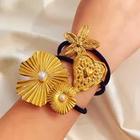 Women's Sweet IG Style Heart Shape Flower 304 Stainless Steel Inlay Pearl Hair Tie main image 4