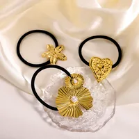 Women's Sweet IG Style Heart Shape Flower 304 Stainless Steel Inlay Pearl Hair Tie main image 1