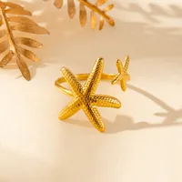 Vintage Style French Style Simple Style Geometric Starfish Shell 304 Stainless Steel Unisex Open Rings main image 8