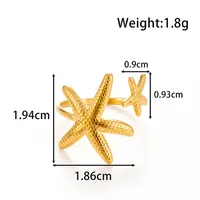 Vintage Style French Style Simple Style Geometric Starfish Shell 304 Stainless Steel Unisex Open Rings sku image 7
