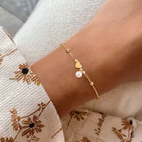 Elegant Simple Style Classic Style Letter Heart Shape 201 Stainless Steel 304 Stainless Steel Artificial Pearl Women's Bracelets main image 1