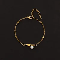 Elegant Simple Style Classic Style Letter Heart Shape 201 Stainless Steel 304 Stainless Steel Artificial Pearl Women's Bracelets main image 3