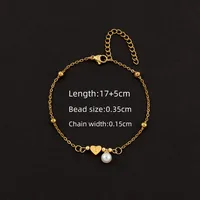 Elegant Simple Style Classic Style Letter Heart Shape 201 Stainless Steel 304 Stainless Steel Artificial Pearl Women's Bracelets sku image 2