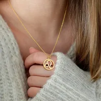 Elegant Simple Style Classic Style Round Constellation 201 Stainless Steel Copper Hollow Out Women's Pendant Necklace main image 1
