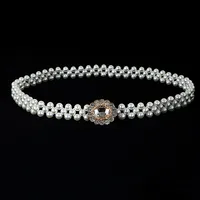Sweet Flower Butterfly Imitation Pearl Rhinestone Women's Chain Belts sku image 4