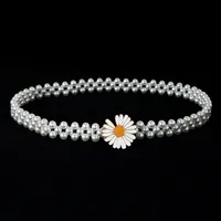 Sweet Flower Butterfly Imitation Pearl Rhinestone Women's Chain Belts sku image 6