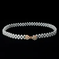 Sweet Flower Butterfly Imitation Pearl Rhinestone Women's Chain Belts sku image 7