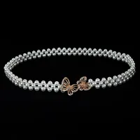 Sweet Flower Butterfly Imitation Pearl Rhinestone Women's Chain Belts sku image 17