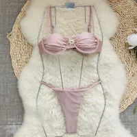 Women's Solid Color 2 Pieces Set Swimwear main image 3