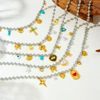 Modern Style Cross Heart Shape Bow Knot 304 Stainless Steel Plating Women's Multi Charms Necklace main image 1