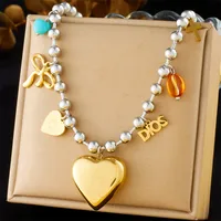 Modern Style Cross Heart Shape Bow Knot 304 Stainless Steel Plating Women's Multi Charms Necklace sku image 5