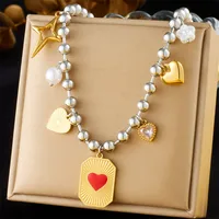 Modern Style Cross Heart Shape Bow Knot 304 Stainless Steel Plating Women's Multi Charms Necklace sku image 6
