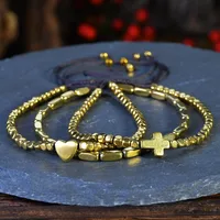 Simple Style Cross Heart Shape Alloy Unisex Bracelets main image 4