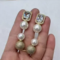 1 Pair/Package Casual Modern Style Simple Style Round Square Polishing Plating Acrylic Pearl Copper Zircon 18K Gold Plated Earrings main image 1