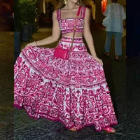 Casual Holiday Daily Women's Elegant Color Block Polyester Skirt Sets Shorts Sets main image 3