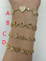 Casual Simple Style Palm Heart Shape Copper Polishing Plating Zircon 18K Gold Plated Women's Bracelets main image 2