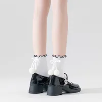 Women's Sweet Color Block Cotton Pom Poms Crew Socks 1 Piece main image 5