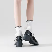 Women's Sweet Color Block Cotton Pom Poms Crew Socks 1 Piece main image 6