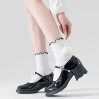 Women's Sweet Color Block Cotton Pom Poms Crew Socks 1 Piece main image 7