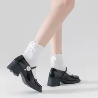 Women's Cute Sweet Solid Color Cotton Bowknot Crew Socks 1 Piece sku image 1