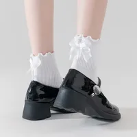 Women's Cute Sweet Solid Color Cotton Bowknot Crew Socks 1 Piece main image 2