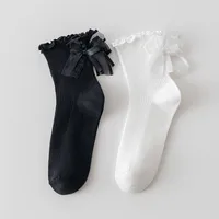 Women's Cute Sweet Solid Color Cotton Bowknot Crew Socks 1 Piece main image 1