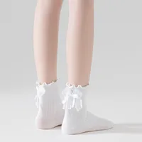 Women's Cute Sweet Solid Color Cotton Bowknot Crew Socks 1 Piece main image 3
