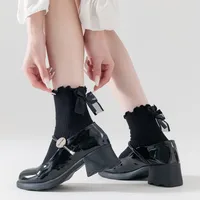 Women's Cute Sweet Solid Color Cotton Bowknot Crew Socks 1 Piece main image 8