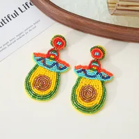 1 Pair IG Style Cactus Coconut Tree Horse Knitting Glass Drop Earrings main image 4
